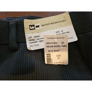Wilke Rodriguez Navy Pinstripe Pants‎ Men's Size 36 NWT 100% Wool Unhemmed